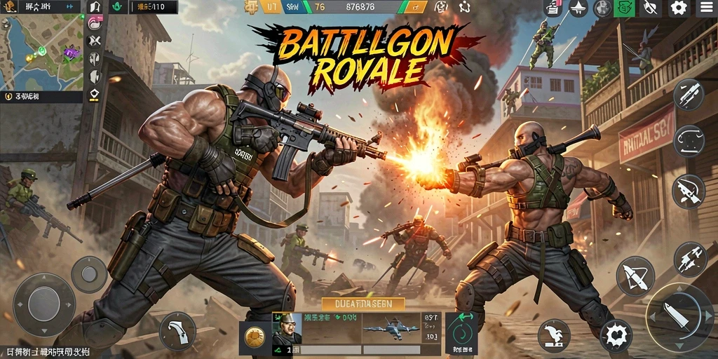 Tangkapan layar dari gameplay Battle Royale yang seru di 8768.