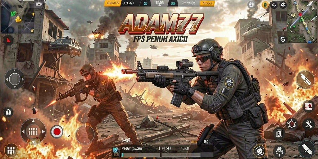 Tangkapan layar menunjukkan aksi menegangkan dalam gameplay ADAM77.