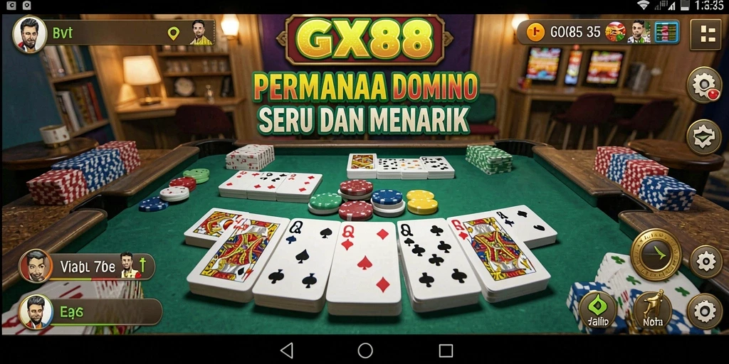 Tampilan gameplay GX88 dengan grafis menarik dan permainan domino.
