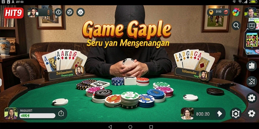 Tampilan gameplay seru HIT9 dengan penuh aksi gaple.