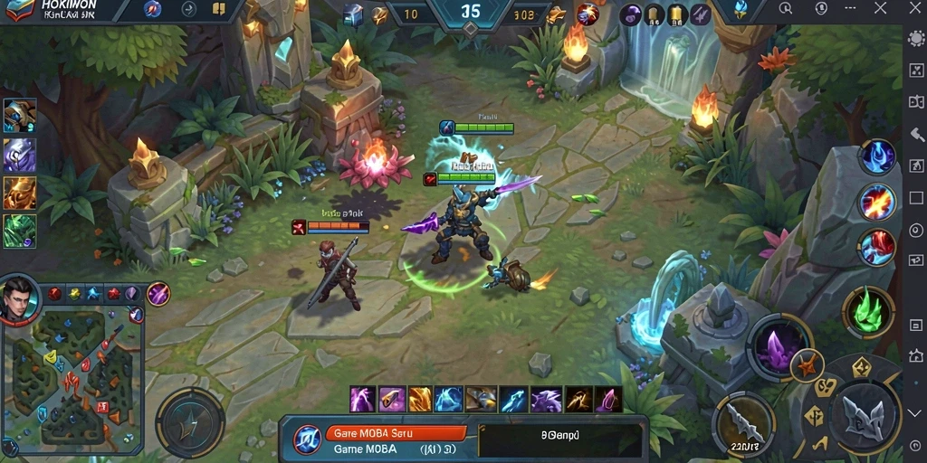 Tampilan gameplay HOKIWON dengan pertarungan tim yang seru.