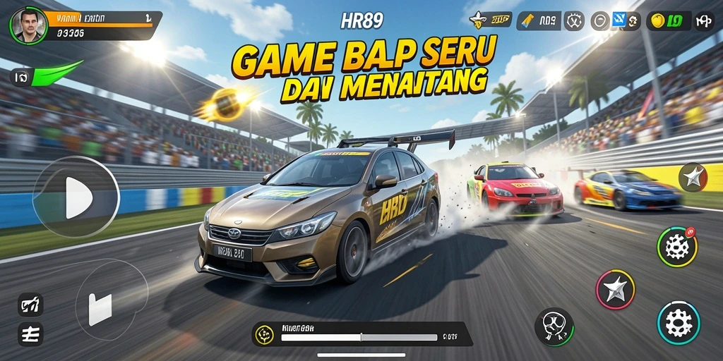 Screenshot menampilkan balapan seru dengan mobil tercepat.