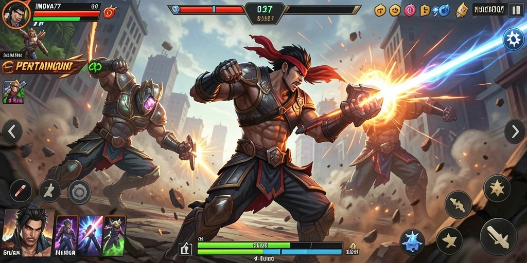 Tampilan gameplay Fighting yang intens dengan aksi seru.