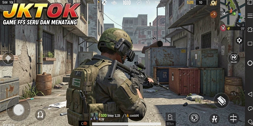 Screenshot gameplay JKTOK menampilkan aksi menembak yang mendebarkan.