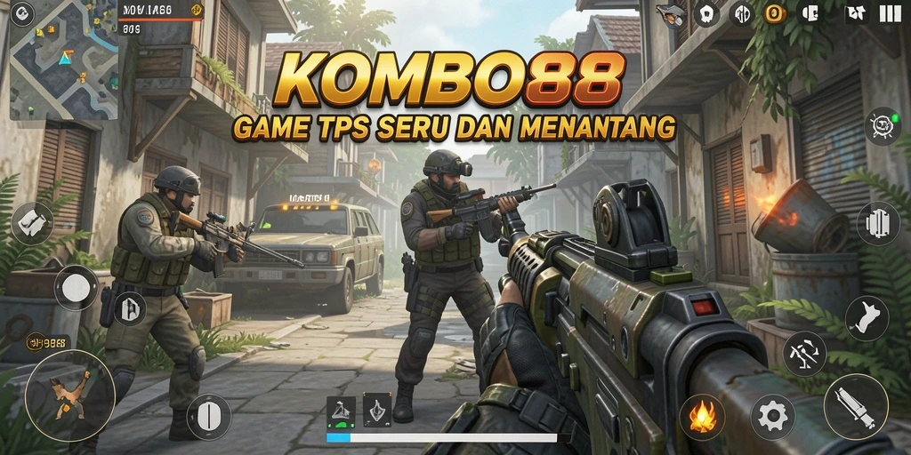 Screenshot gameplay KOMBO88 menampilkan aksi seru dalam mode TPS.