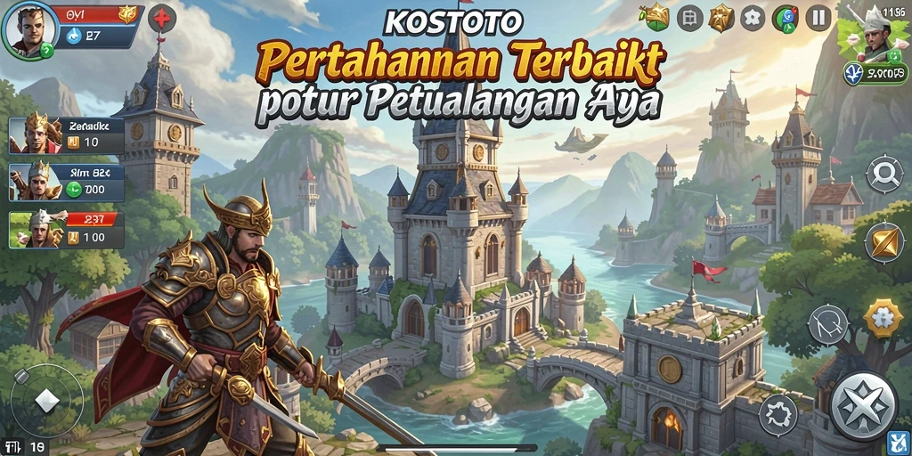 Tampilan gameplay KOSTOTO yang menggugah semangat menara bertahan.