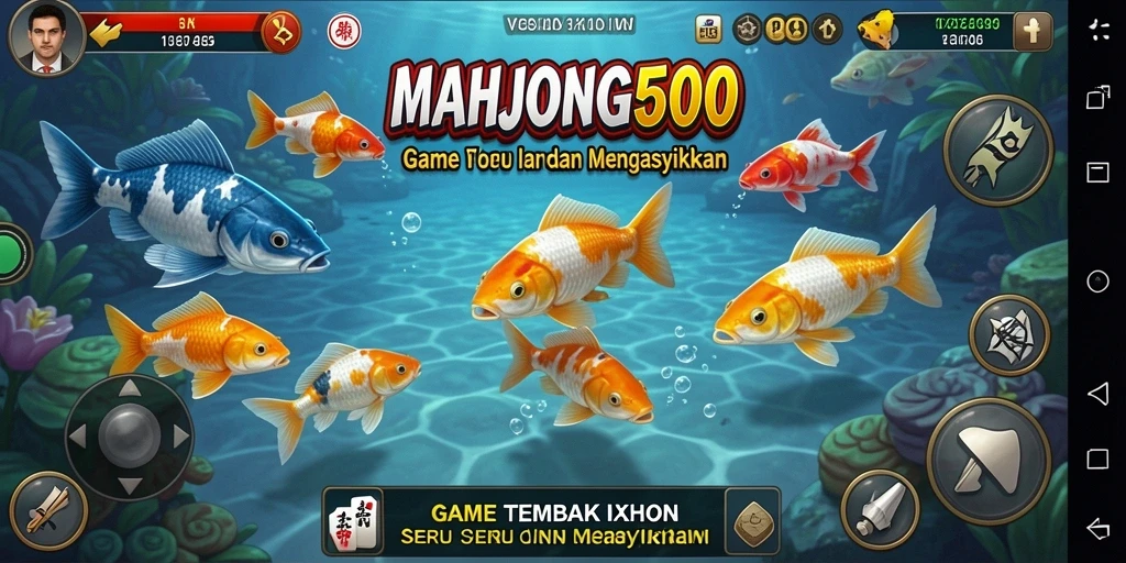Tampilan gameplay MAHJONG500 yang seru dengan aksi menembak ikan.
