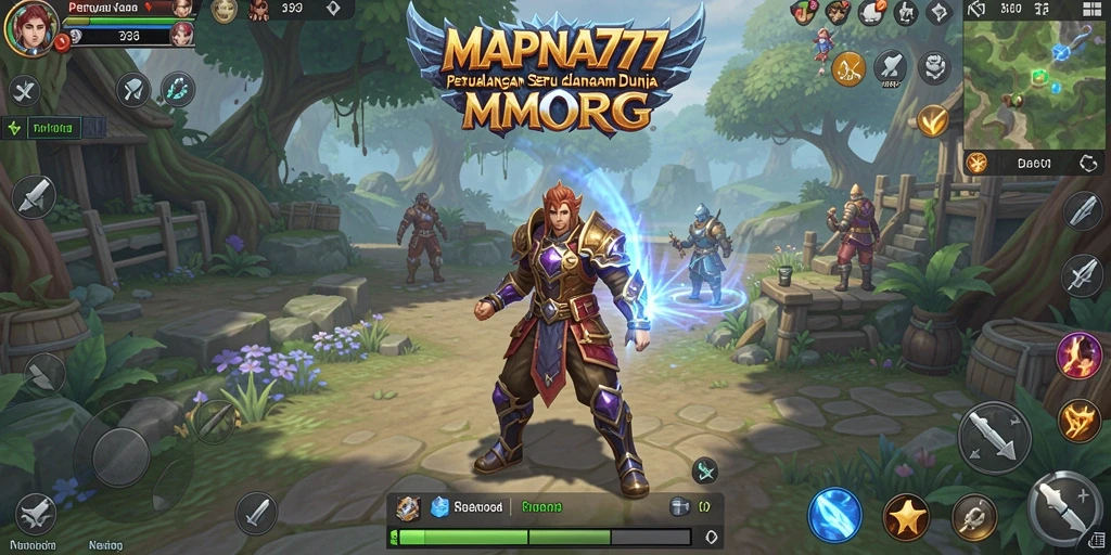 Tampilan gameplay seru dalam MAPNA777 yang menampilkan petualangan dan pertarungan.