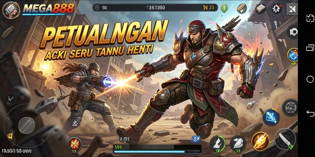 Tangkapan layar utama MEGA888 menampilkan aksi seru yang mendebarkan.