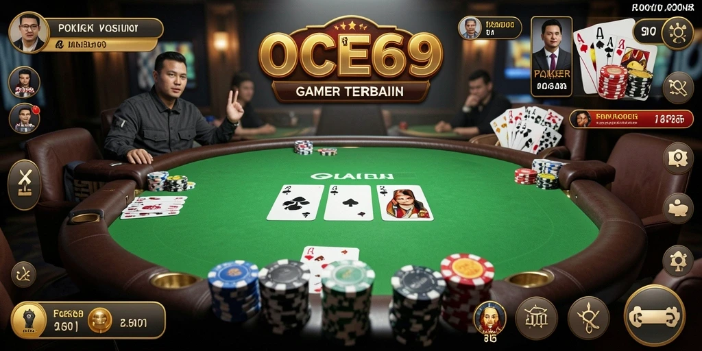 Tampilan gameplay Poker yang mendebarkan dan interaktif.