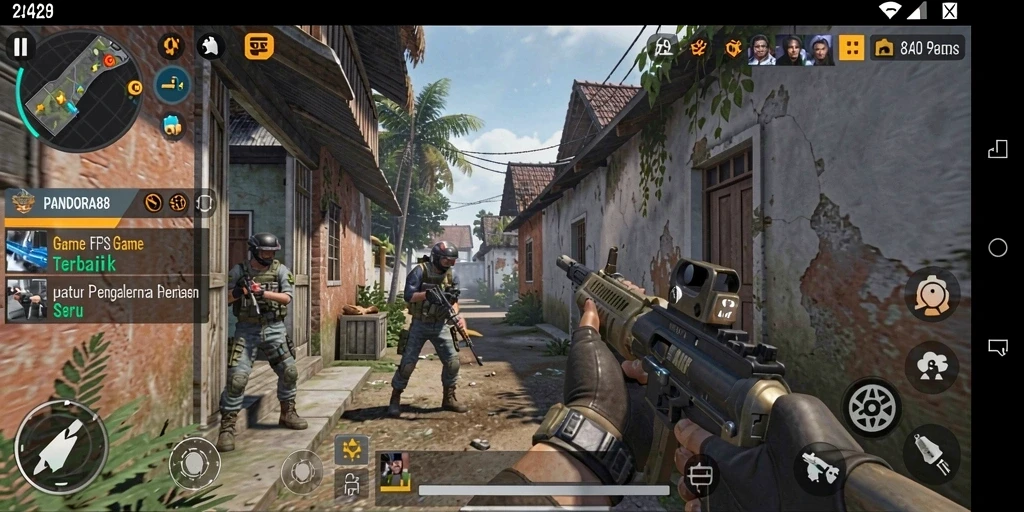 Screenshot PANDORA88 menampilkan aksi seru dalam permainan FPS.