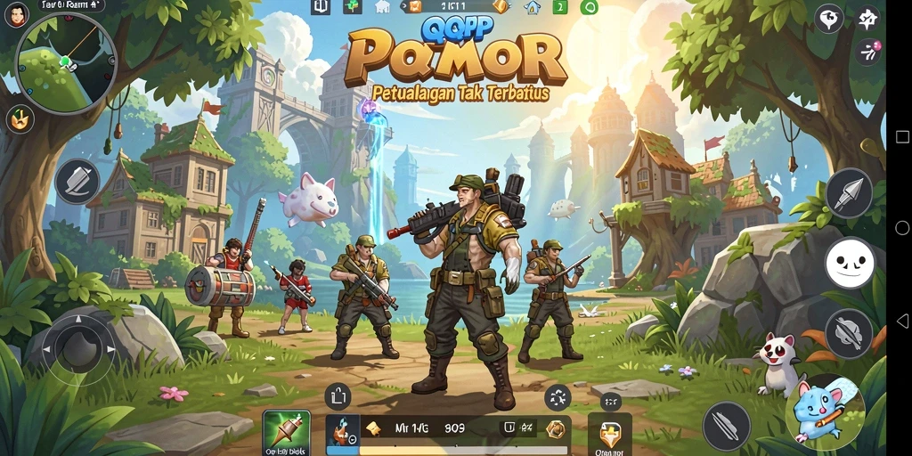 Screenshot permainan <strong>QQRP</strong> yang menunjukkan eksplorasi dunia terbuka yang menakjubkan.
