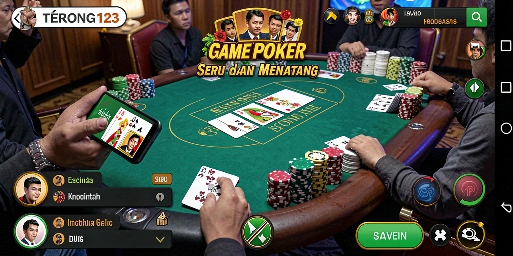 Tampilan antarmuka gameplay poker yang menarik di TERONG123.